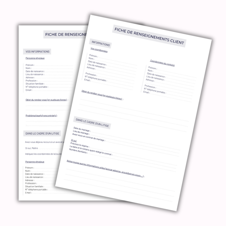 Modèle : la fiche de renseignements